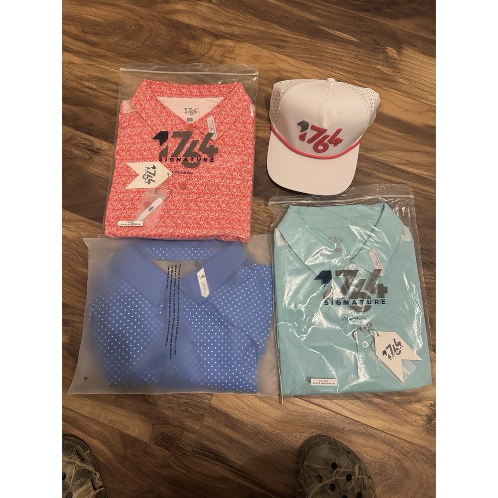 Lot Of (4) 1764 Apparel- Golf Polos, Hat 2XL